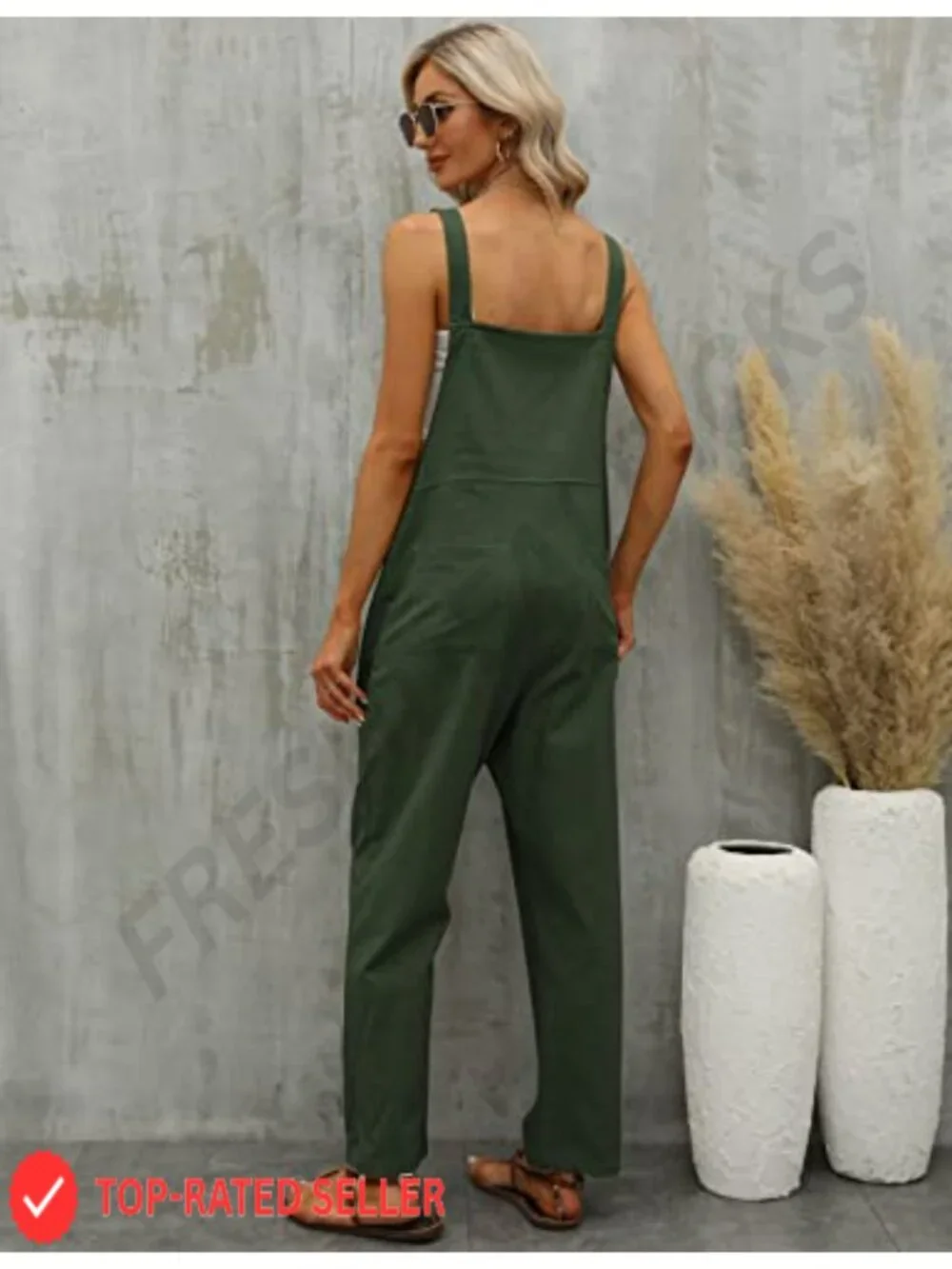 Linen Overalls for Women Loose Fit Baggy Jumpsuit Cotton Adjustable Straps